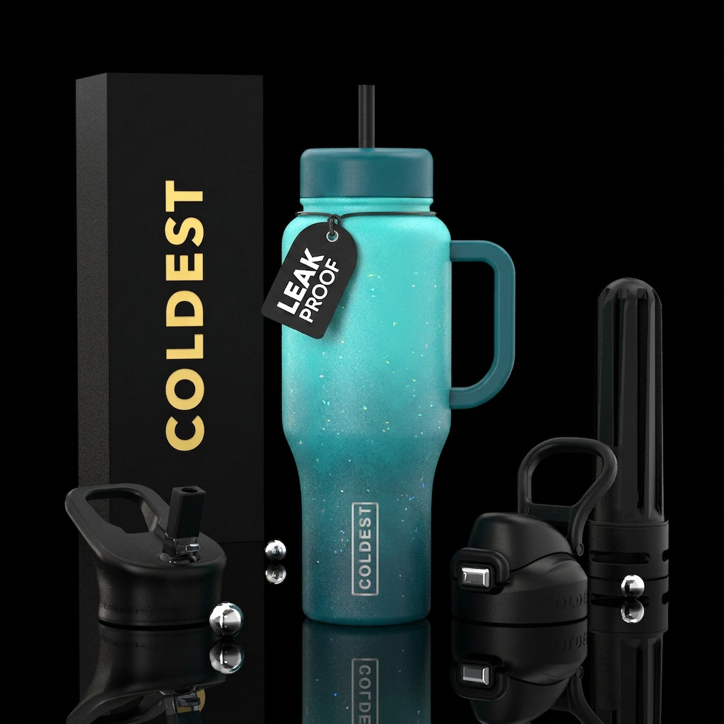 turquoise, fantasy, enchanted,  ombre water bottle design