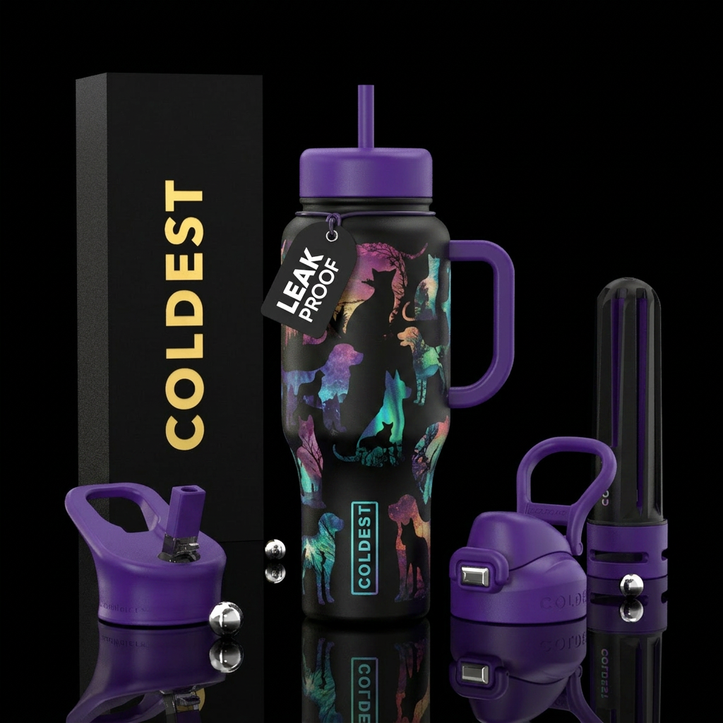 Silhouette ,dog, cat, beautiul water bottle design