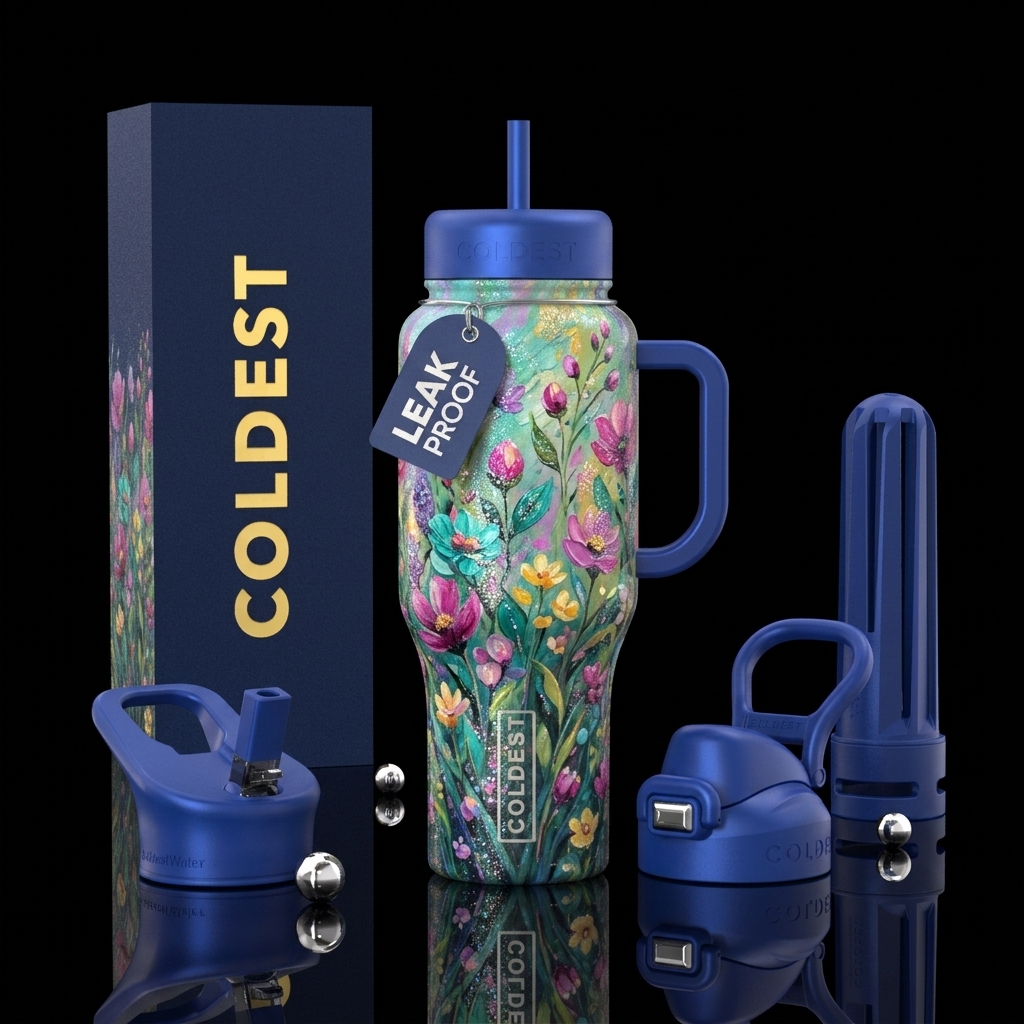 captivating, spring bloom, sparkly, beautiul, pain... water bottle design