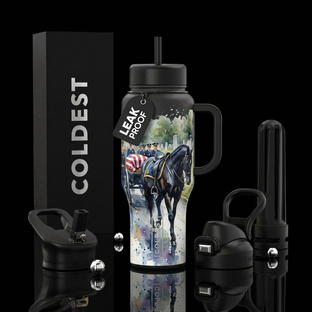 The riderless horse water bottle design