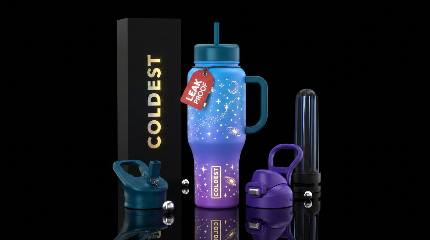 whimsical, sparkly, artistic, magical, glowie, hap... water bottle design