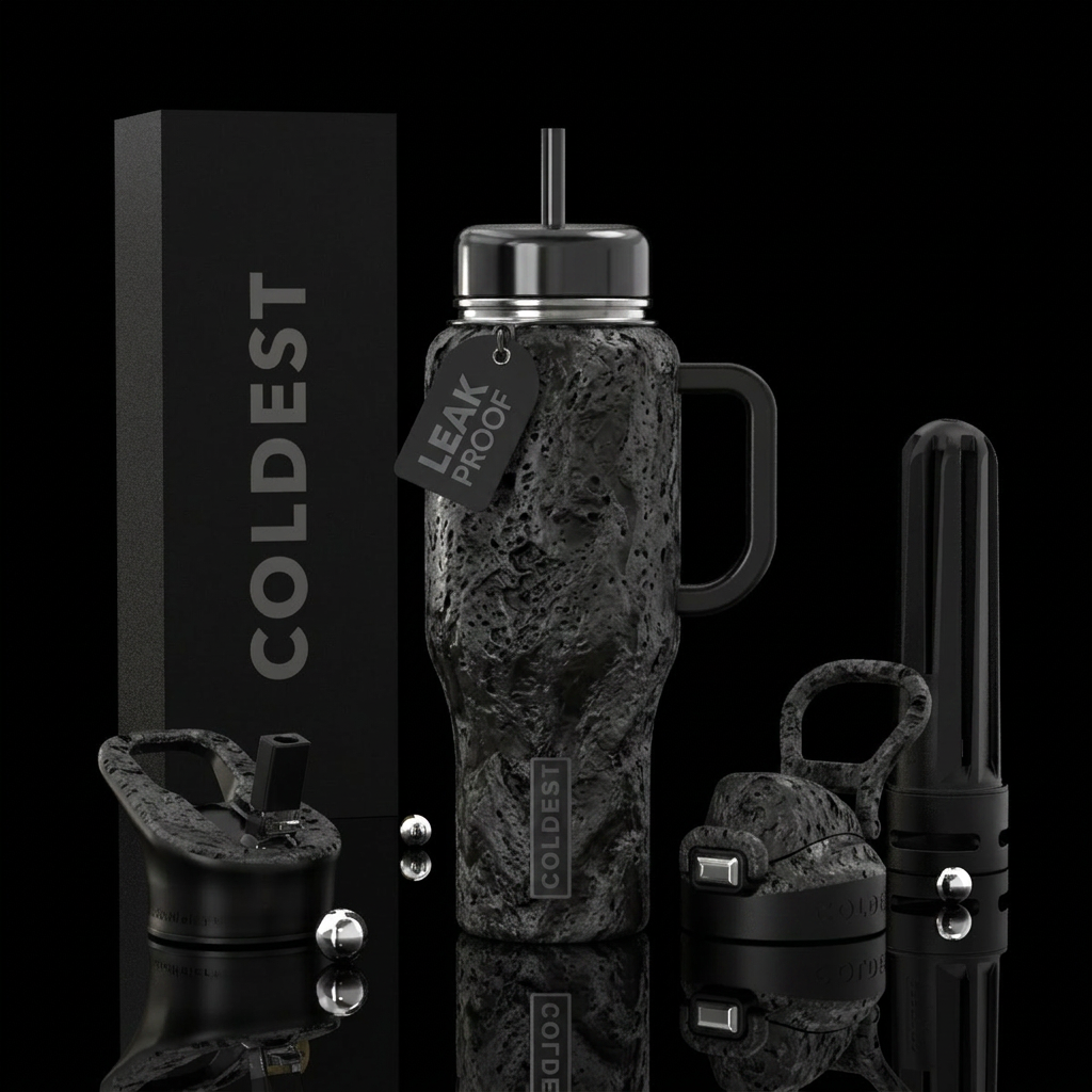 Lava rock, texture smokey water bottle design