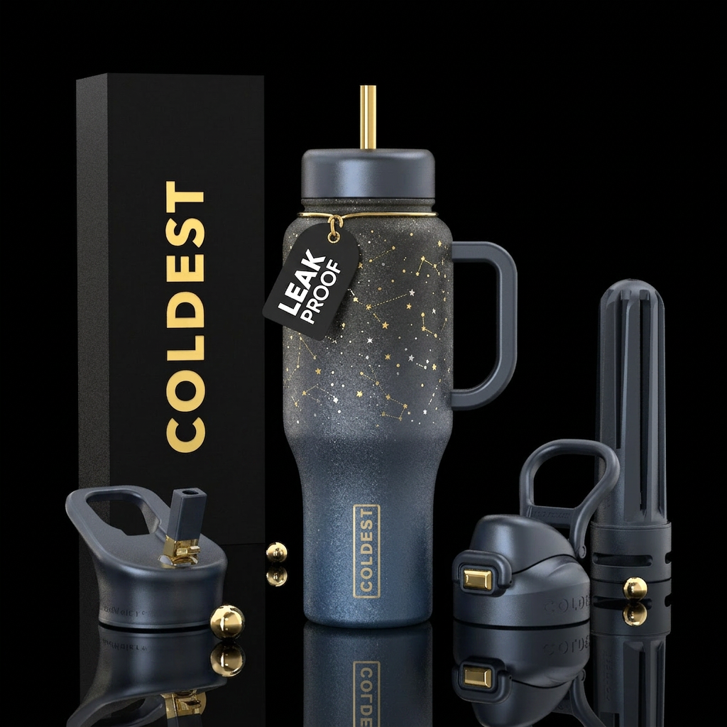 graphite, ombre, astral, sparkly water bottle design