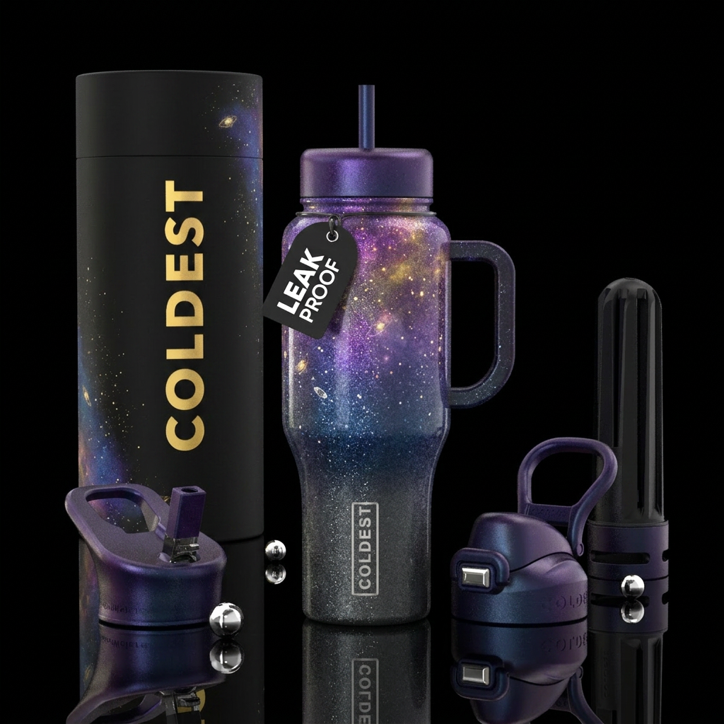 graphite, ombre, astral, sparkly water bottle design