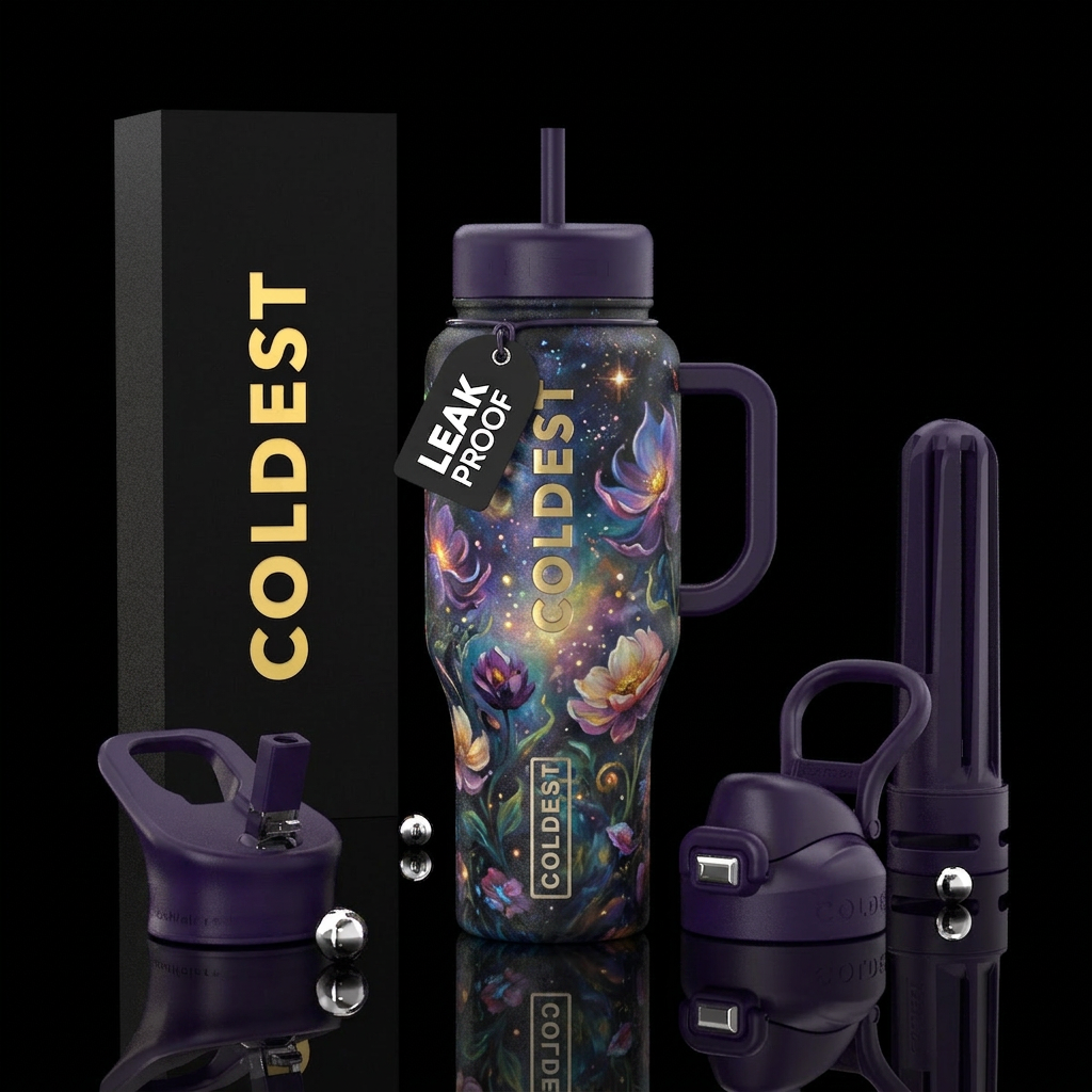Flowers with, magic, whimsical, oil painted spooky... water bottle design