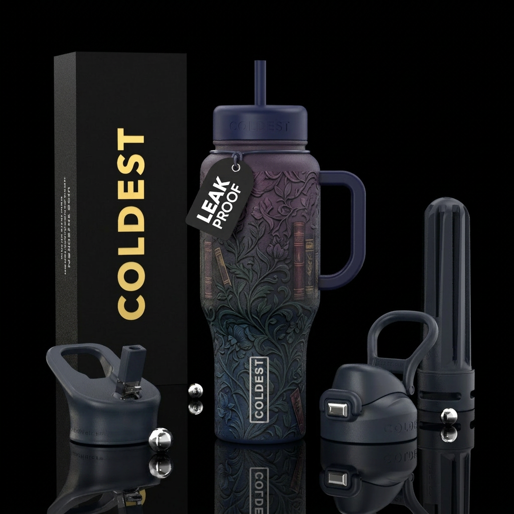 Books,  garden,  dark colors,  textured,  twilight water bottle design