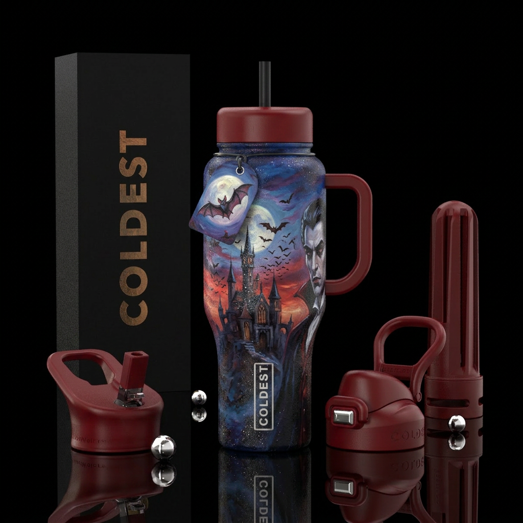 Vampire,  bats , castle,  spooky,  twilight,  spar... water bottle design