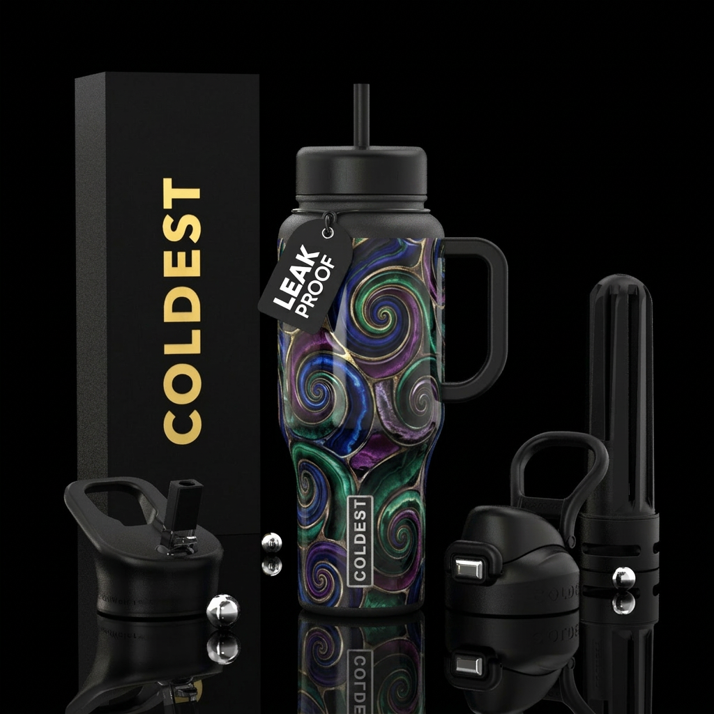 onyx, spirals water bottle design