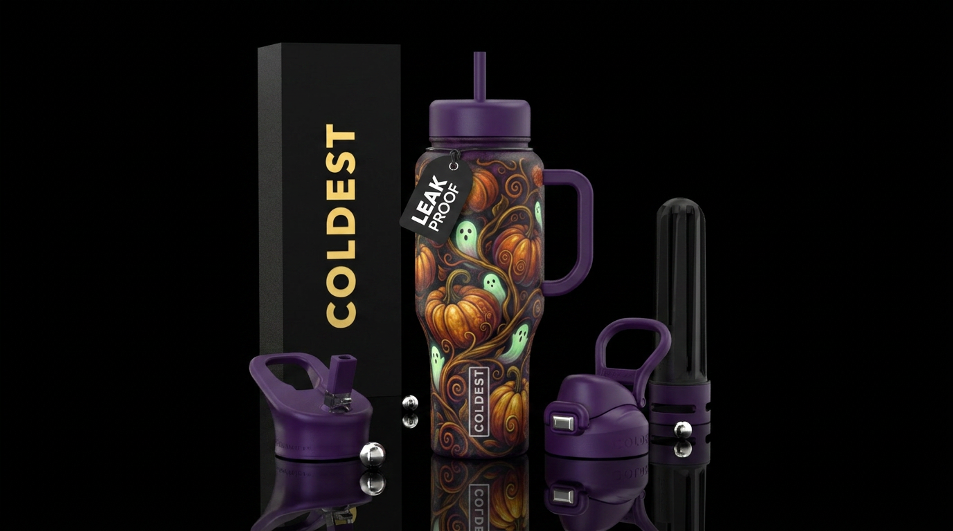 Vines,  pumpkins, beautiul,  texture painting,, ar... water bottle design