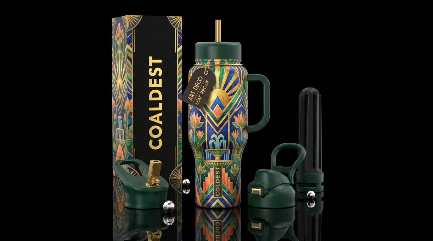 Art deco, artistic, abstract, painting water bottle design