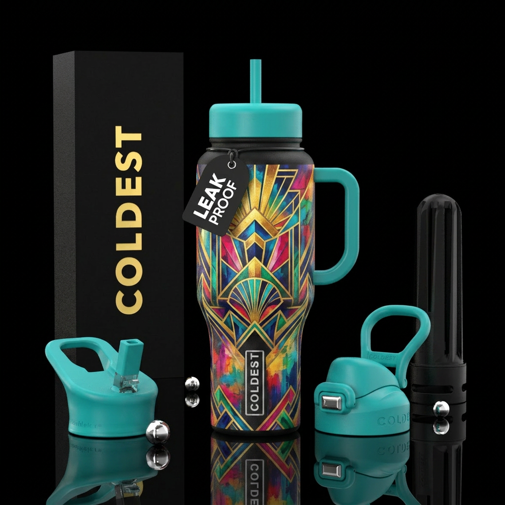Art deco, artistic, abstract, painting water bottle design