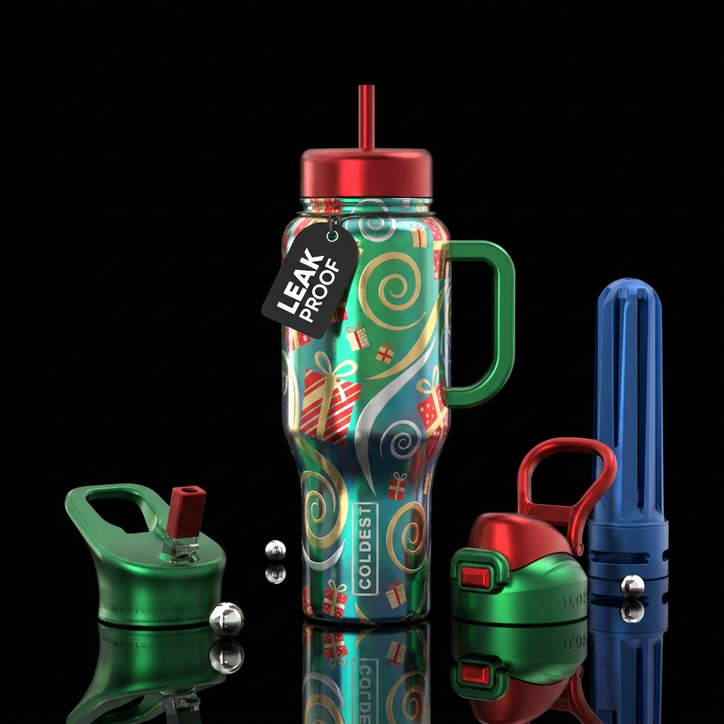 Christmas presents all over the bottle,  beautiul,... water bottle design