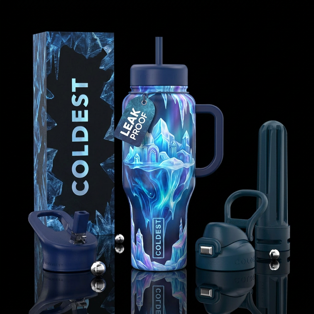 iceberg, fantasy, beautiul, artistic,  abstract water bottle design