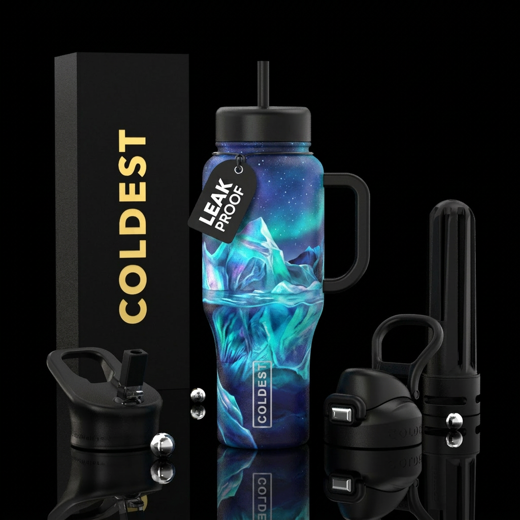 iceberg, fantasy, beautiul, artistic,  abstract water bottle design
