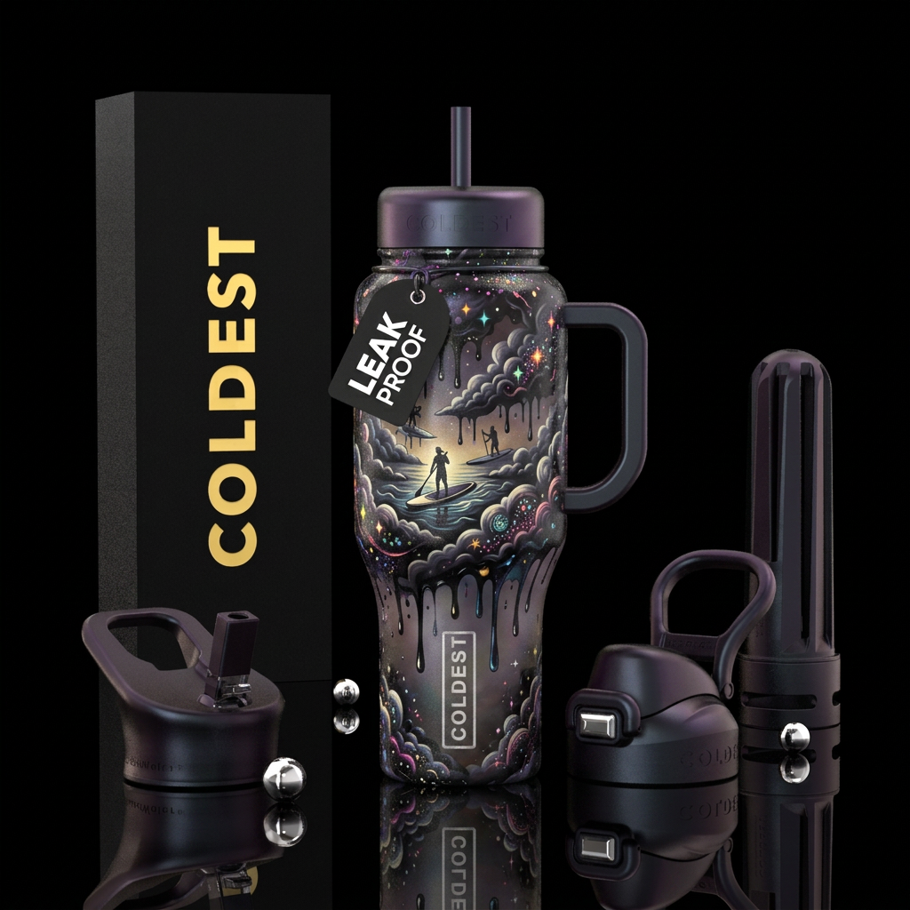 explosive, dripping, darkness, funny, modern, magi... water bottle design