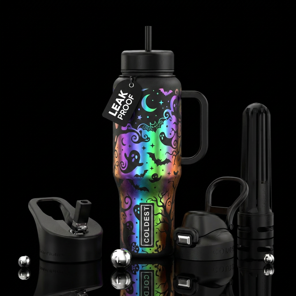 abstract, ombre, artistic, irridescent,  Halloween... water bottle design