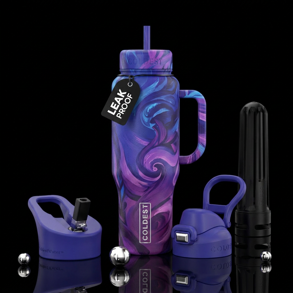 fantasy, swirls, artistic, abstract, beautiul,  br... water bottle design