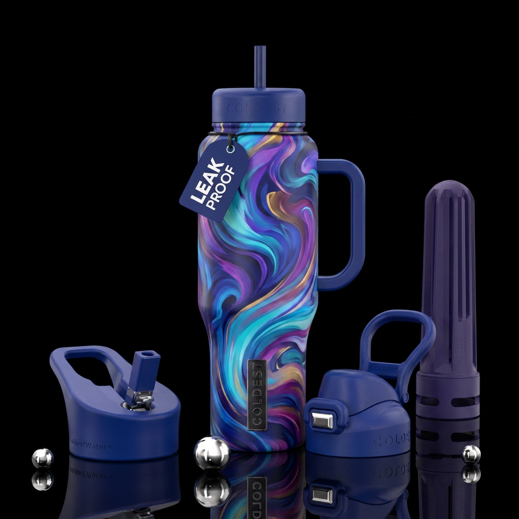 fantasy, swirls, artistic, abstract, beautiul,  br... water bottle design