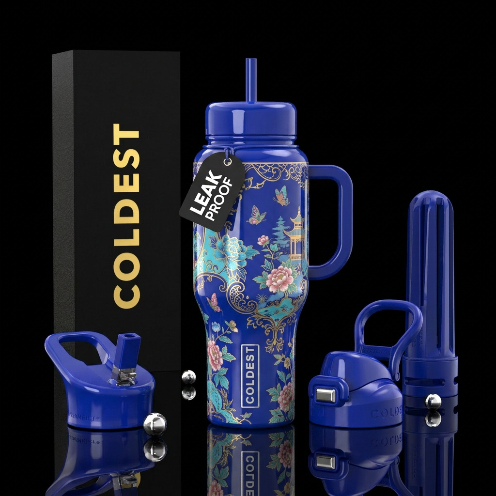 Charming blue water bottle design