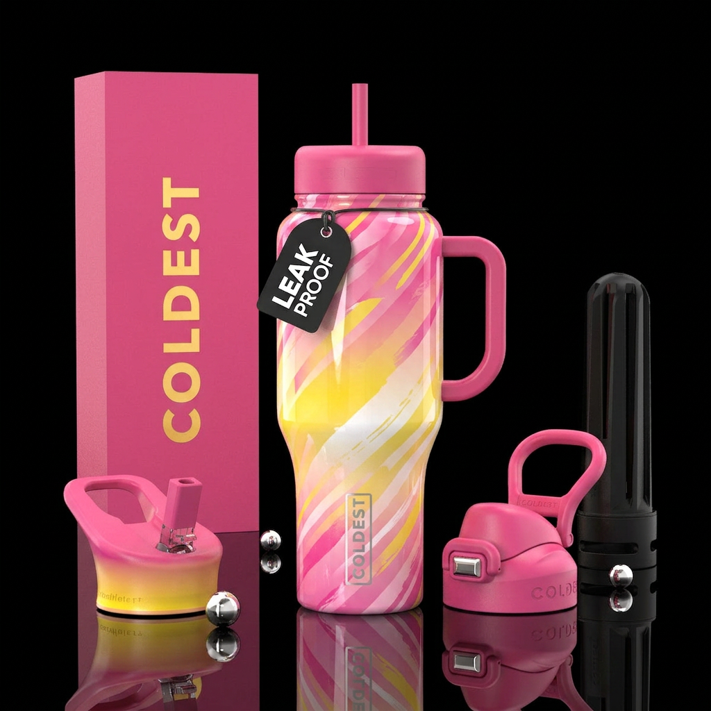 Pink shadows water bottle design