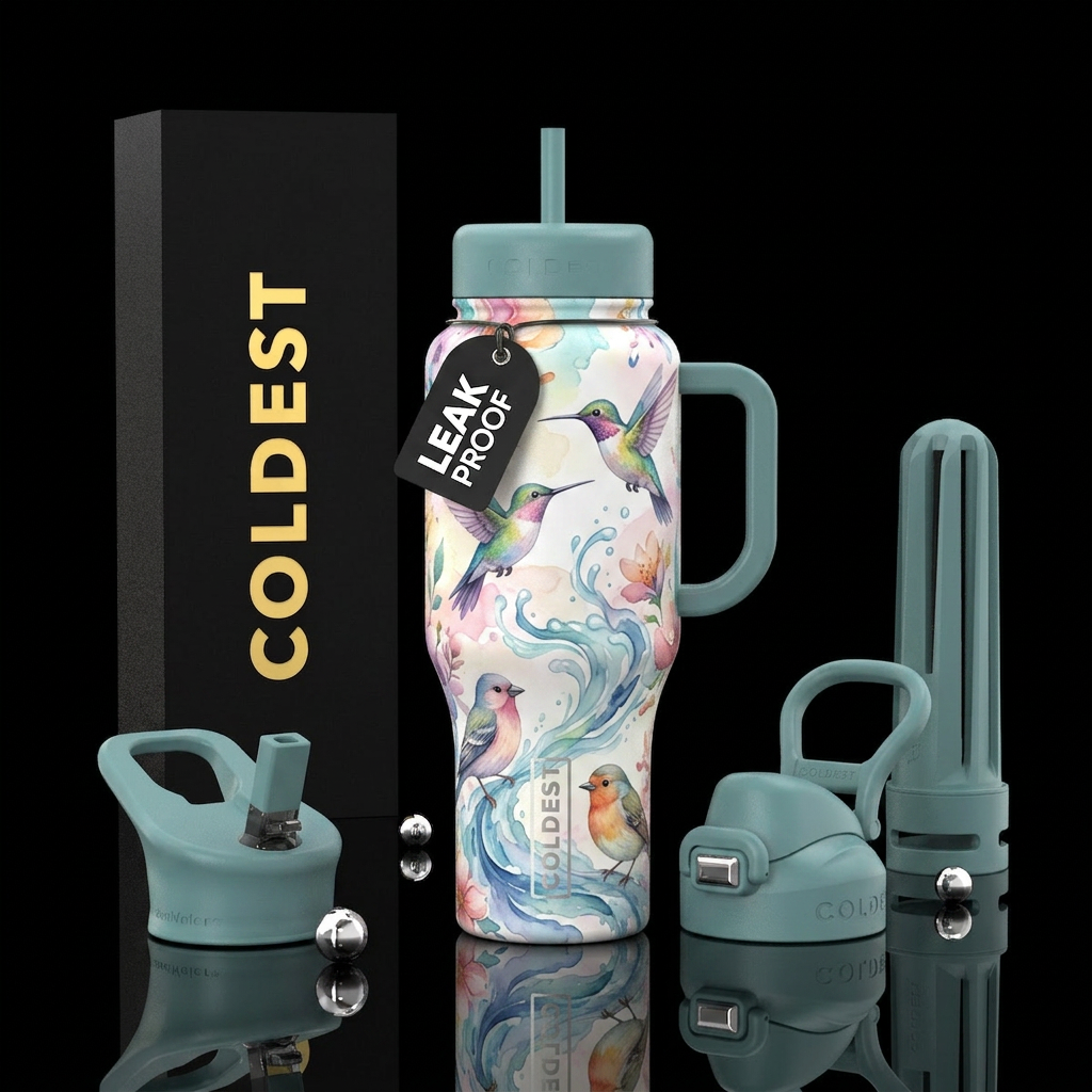 Whimsical wings water bottle design