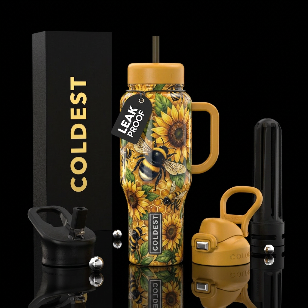 Busy bees water bottle design