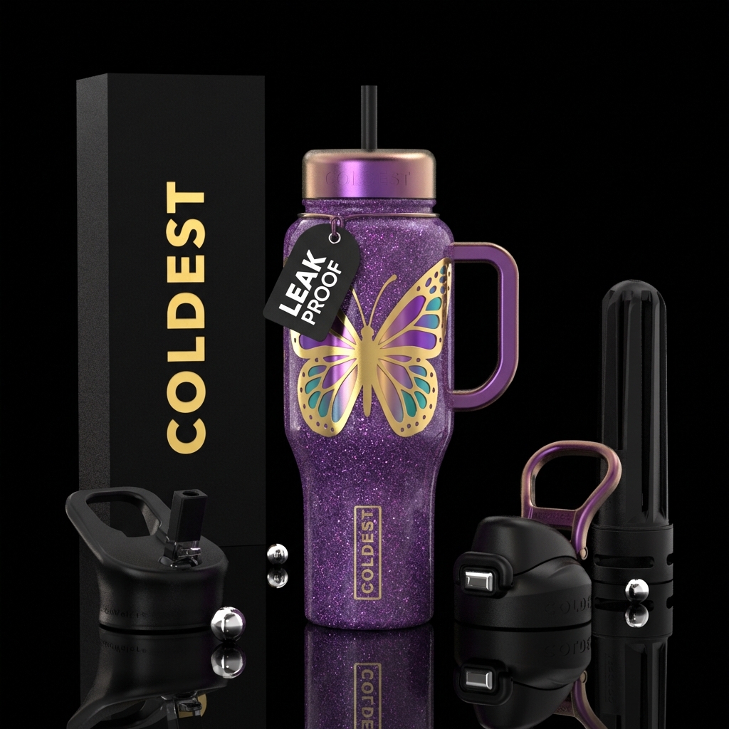 Golden Butterfly water bottle design