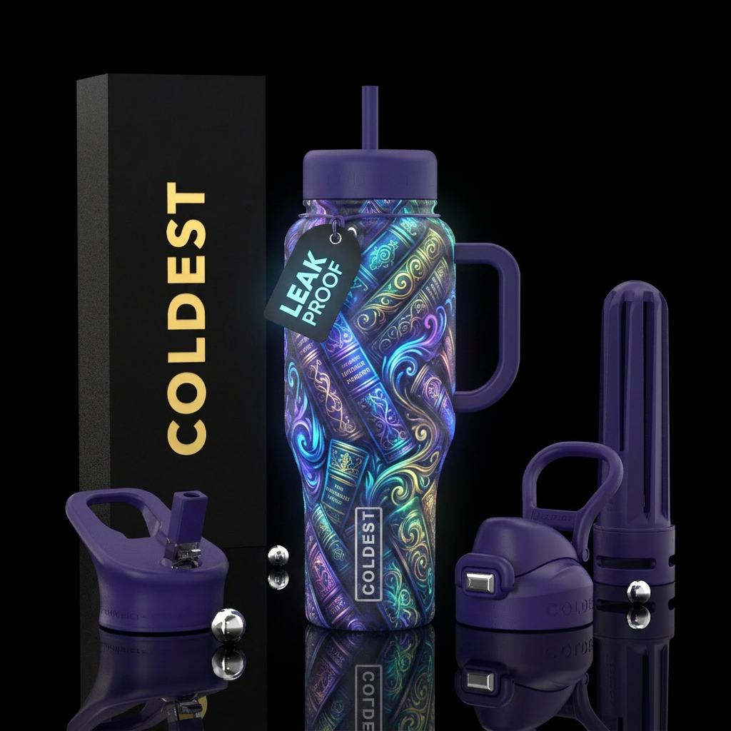 Glowie Books water bottle design