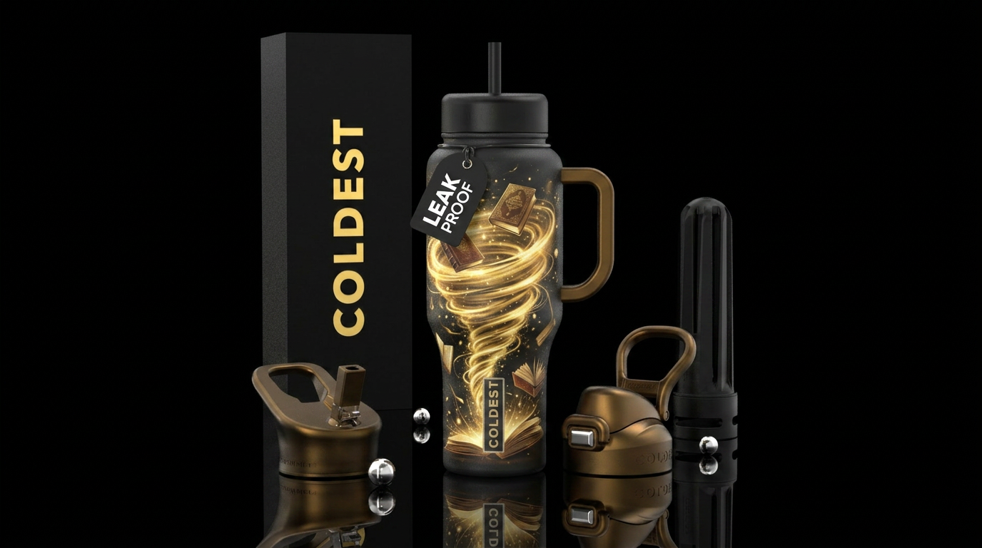 Book tornado water bottle design