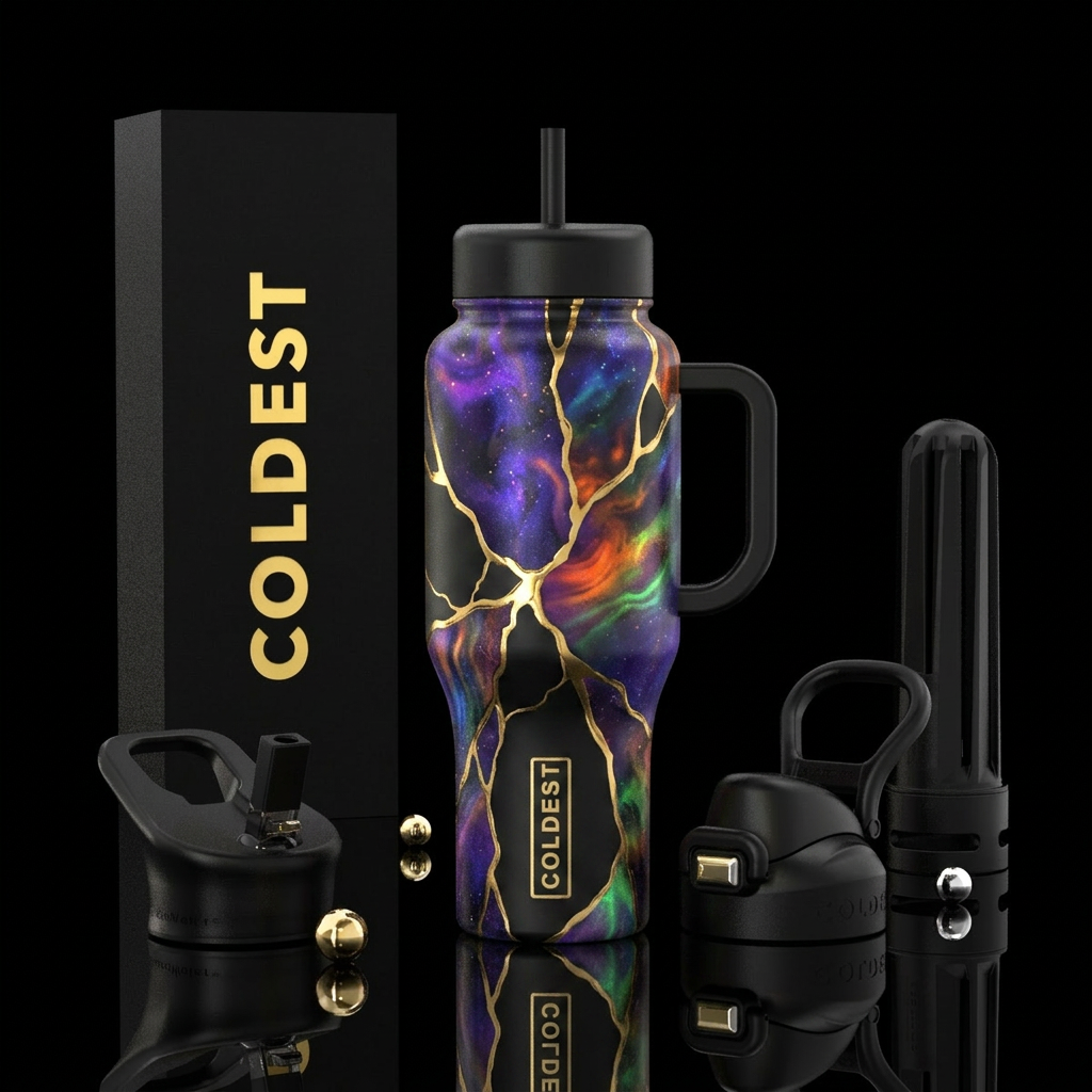 Kintsugi, modern, magical, shiny,  beautiful water bottle design