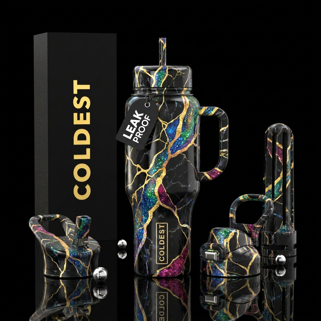 Kintsugi, modern, magical, shiny,  beautiful water bottle design