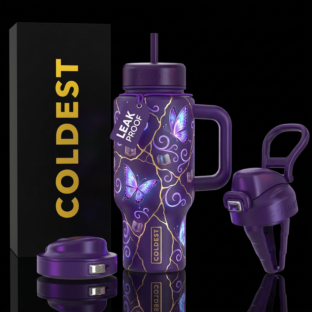 butterfly, swirls, modern, beautiul, glowie, Kints... water bottle design