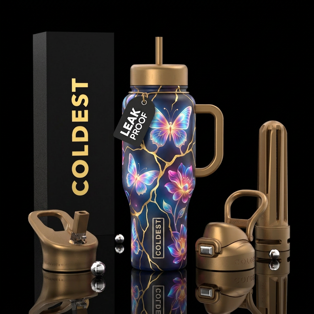 butterfly, swirls, modern, beautiul, glowie, Kints... water bottle design