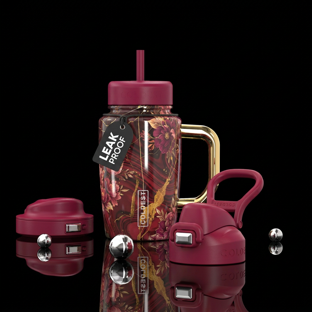 swirls, modern, beautiul, Kintsugi, flower bouquet... water bottle design