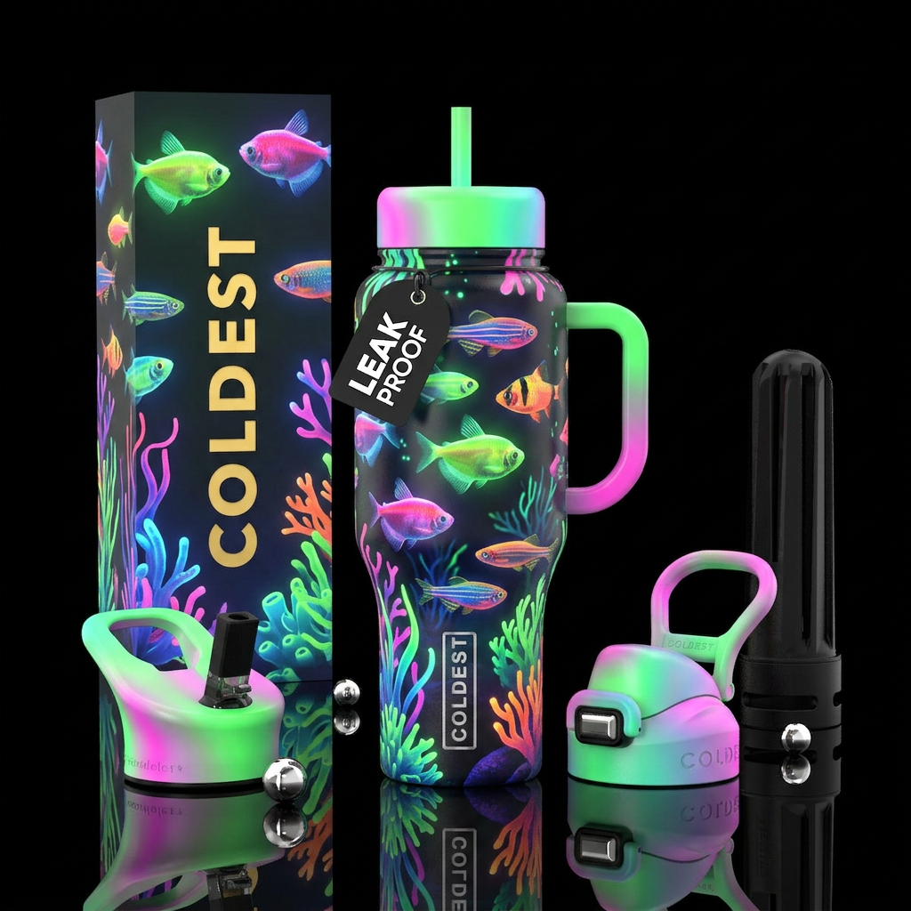 GloFish, beautiul, modern water bottle design
