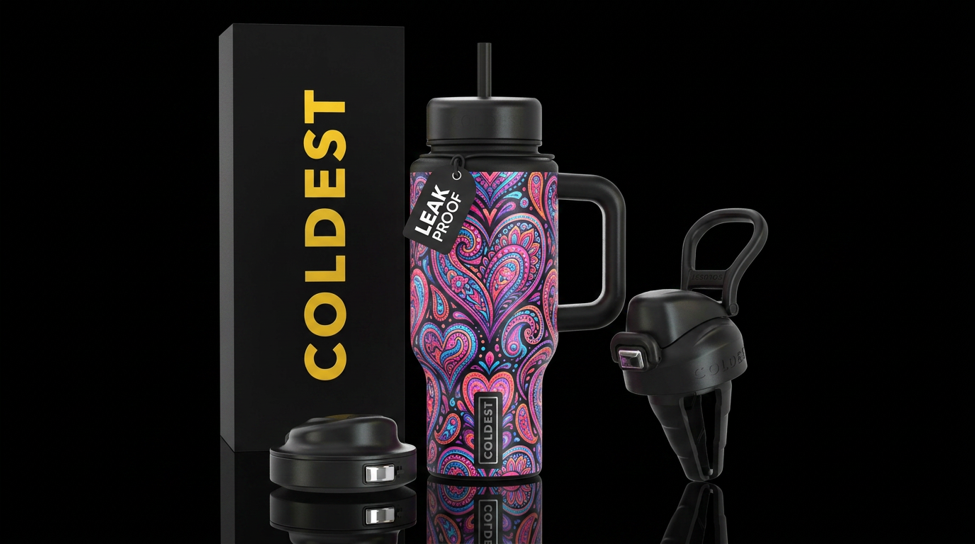 Paisley hearts, beautiul, modern water bottle design
