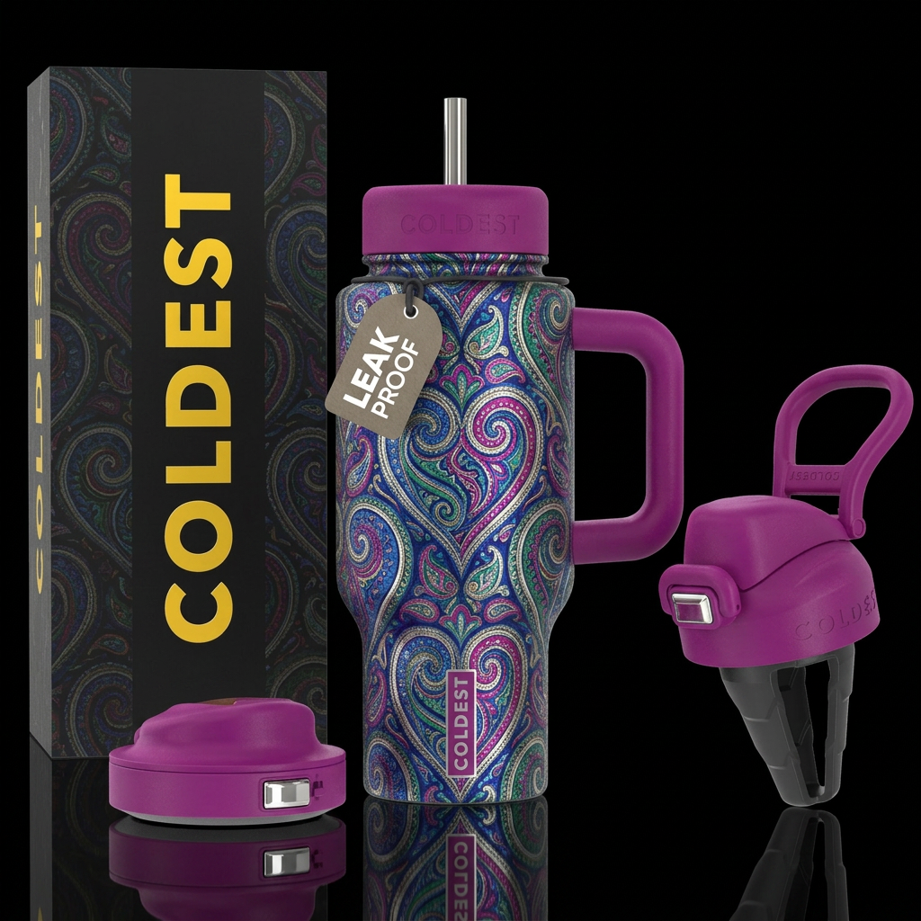 Paisley hearts, beautiul, modern water bottle design