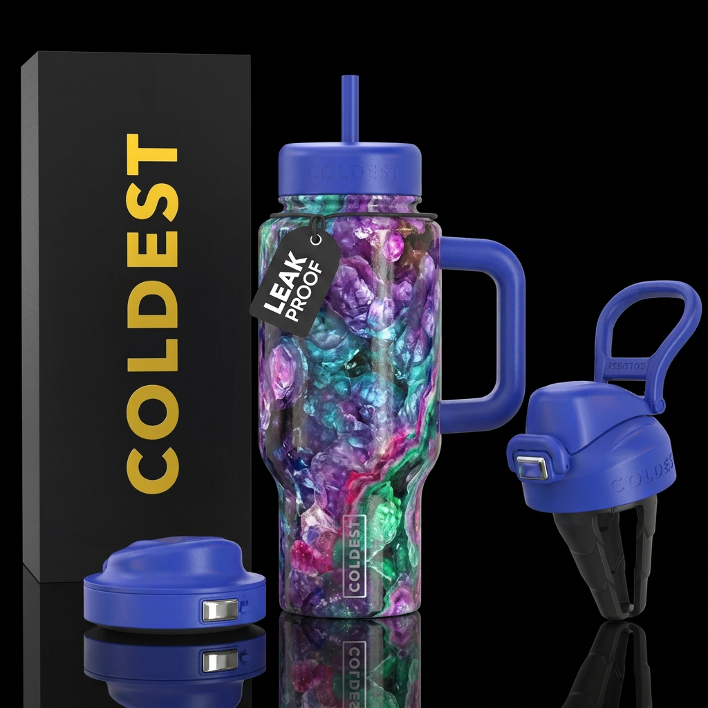 Botryoidal quartz, gorgeous, modern, swirls water bottle design
