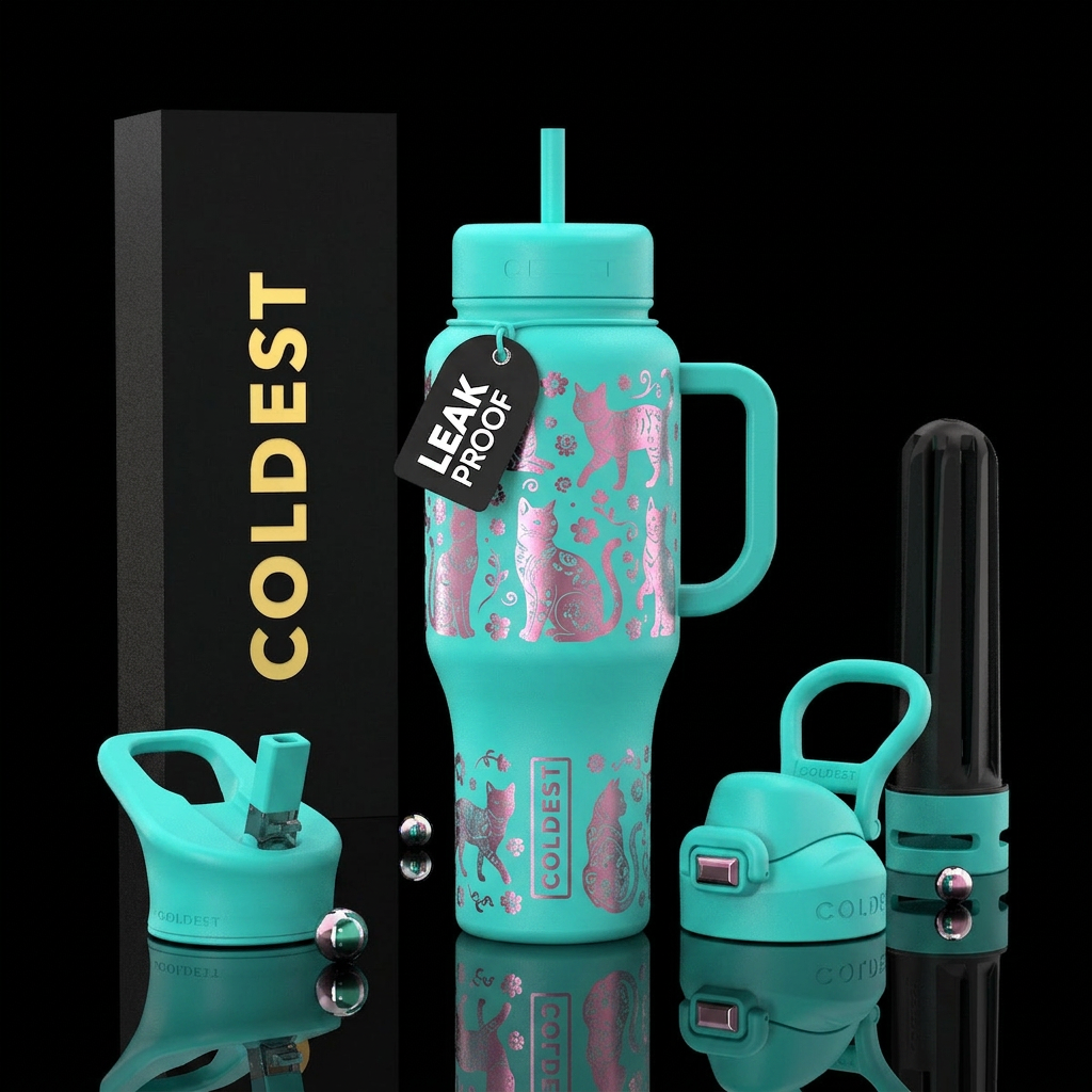 Purrfectly Pink water bottle design