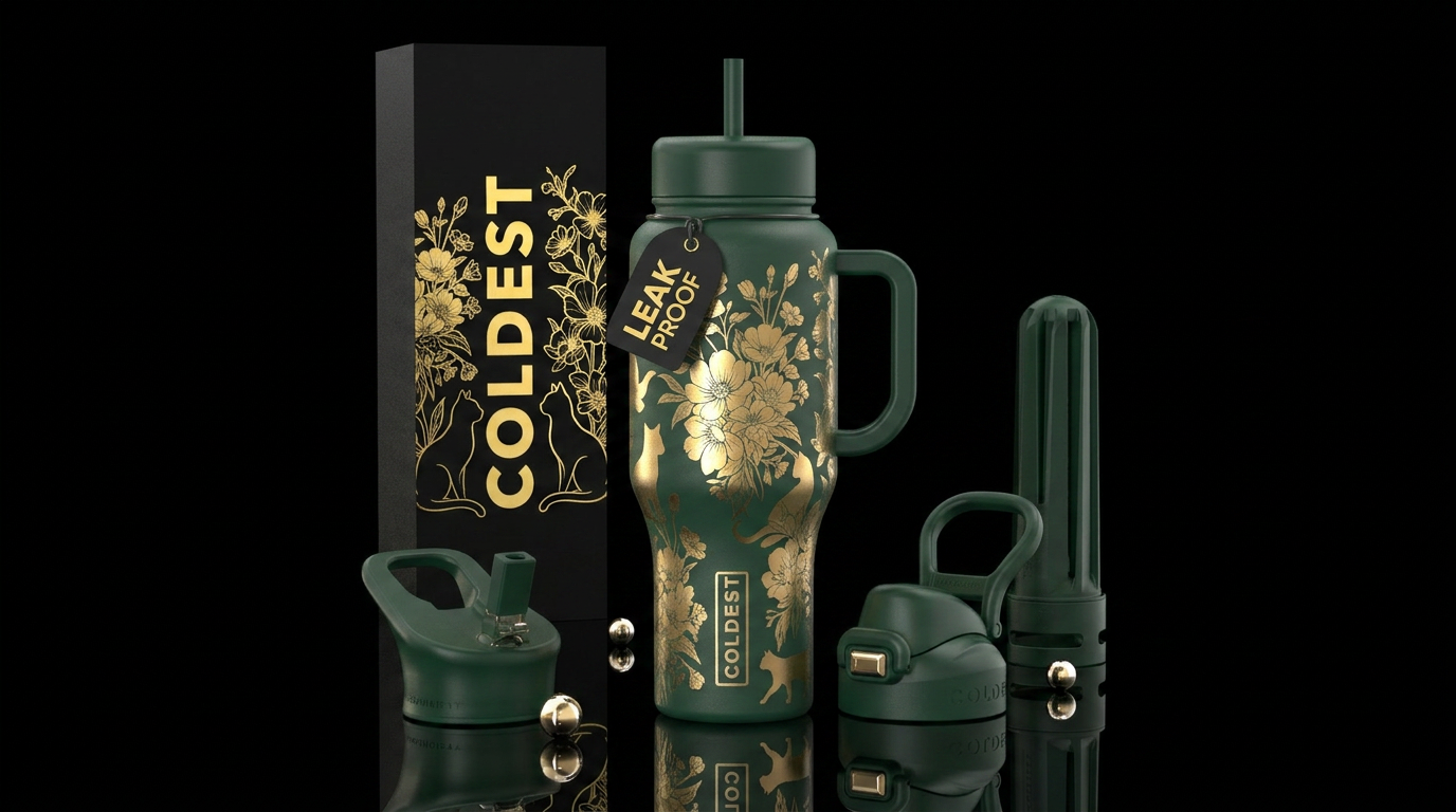 Forest Felines water bottle design