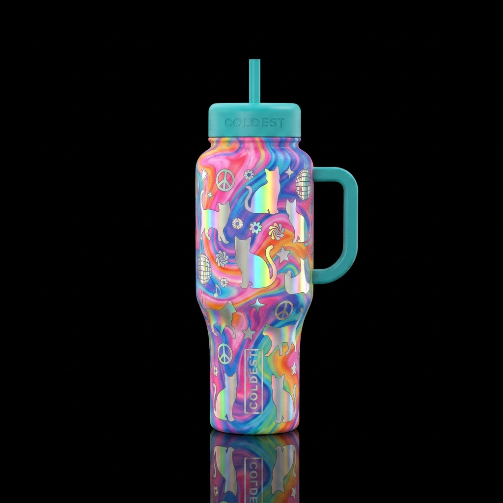 The Coolest Cats water bottle design