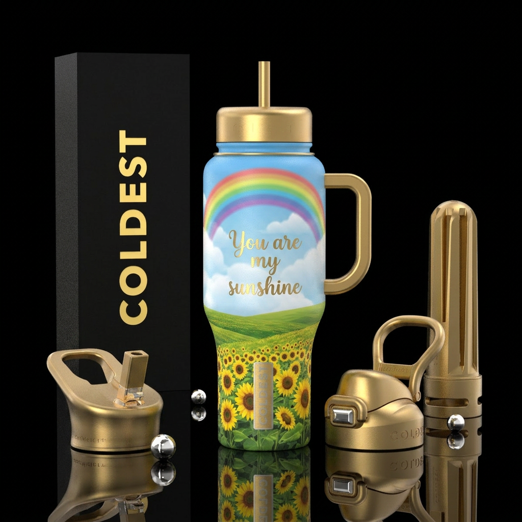 Sunshine & Rainbows water bottle design