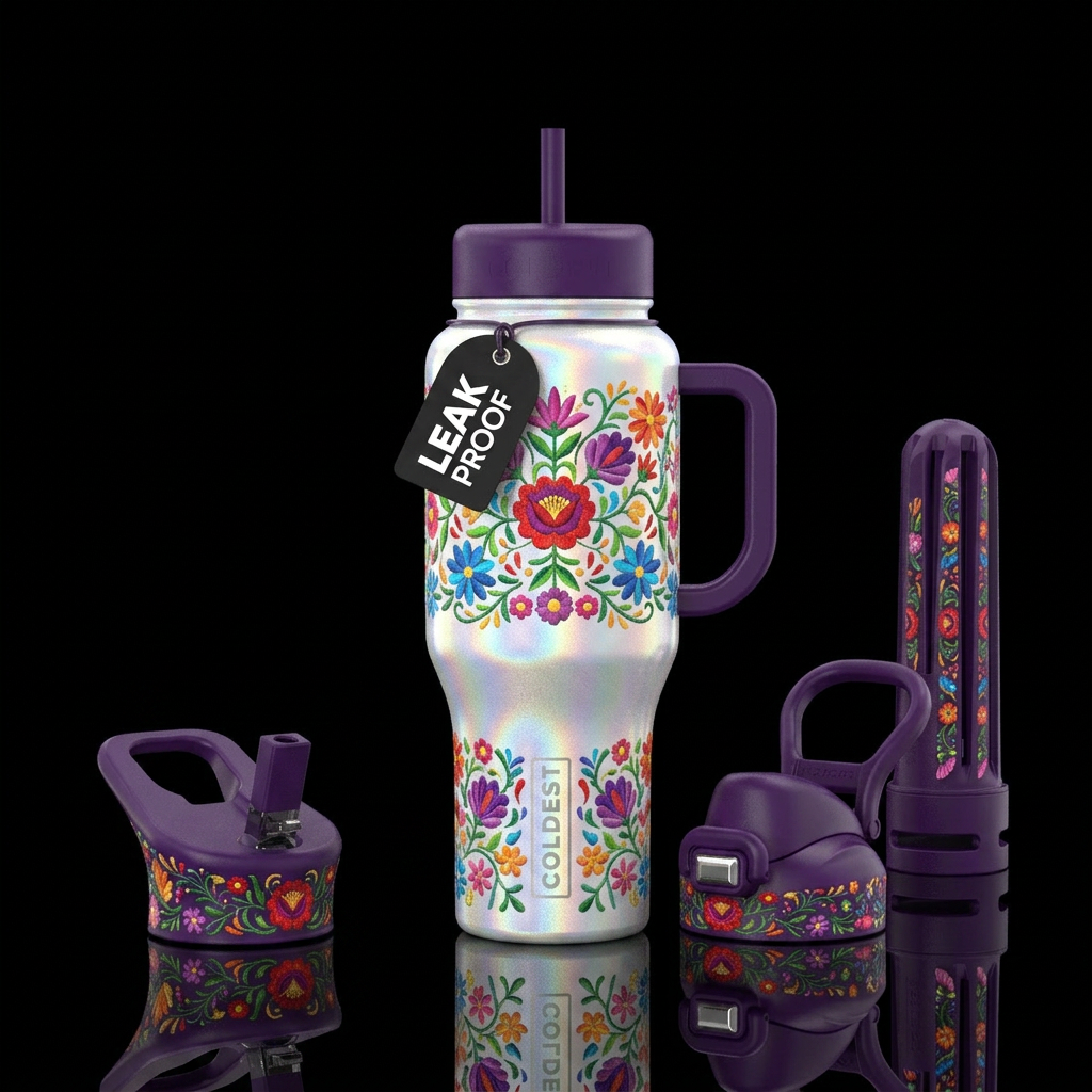 Mexican Flowers water bottle design