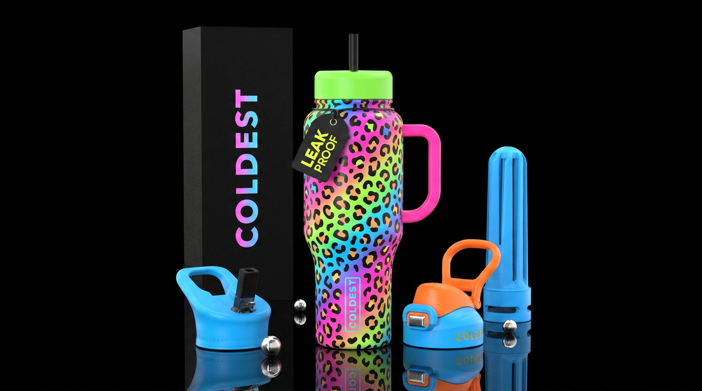 Nostalgic Cheetah water bottle design