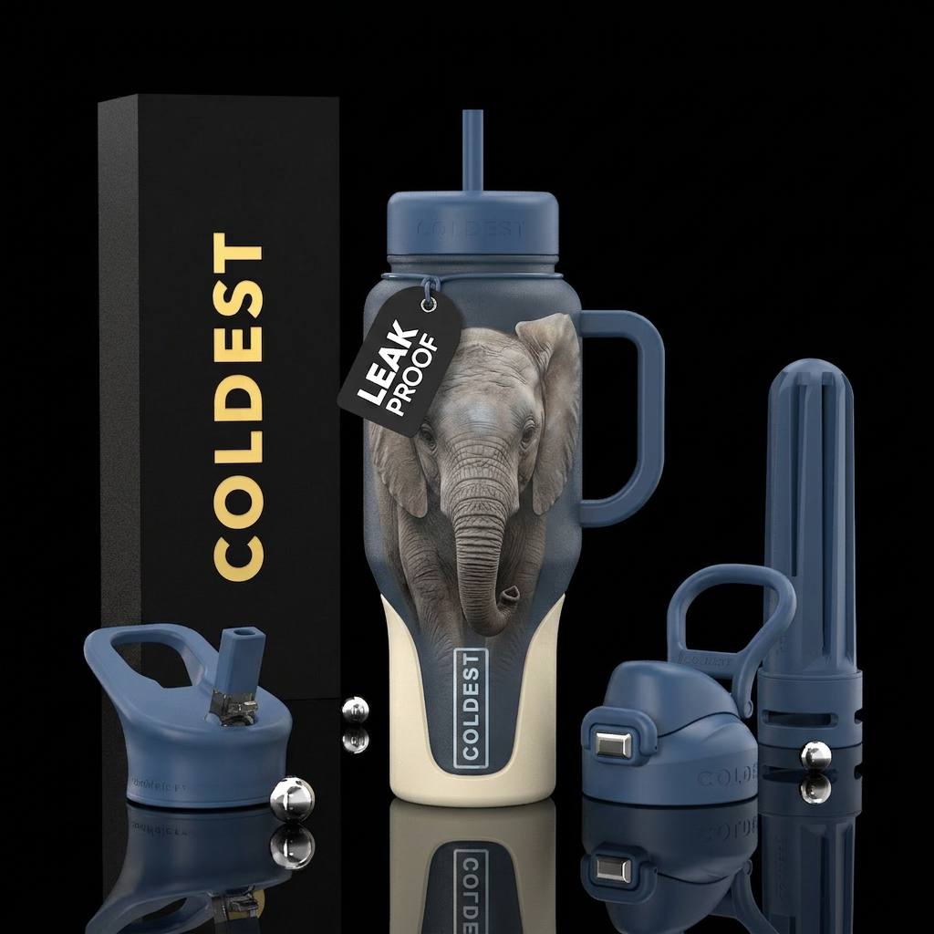Baby elephant water bottle design
