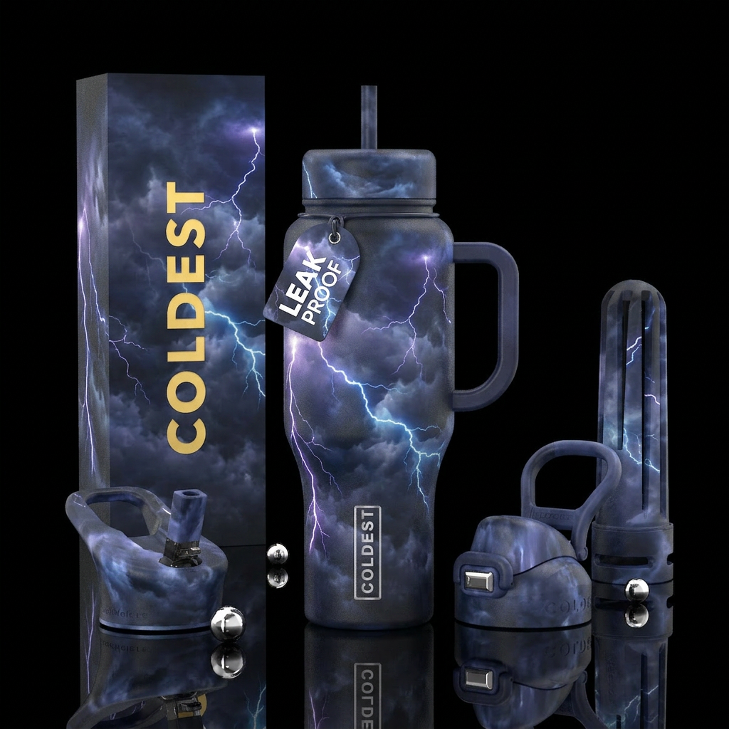 Stormy day with lightening water bottle design