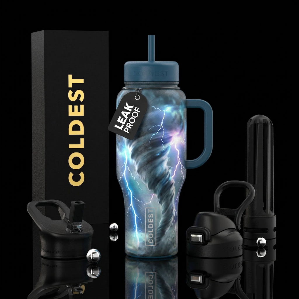 Tornado with lightening water bottle design
