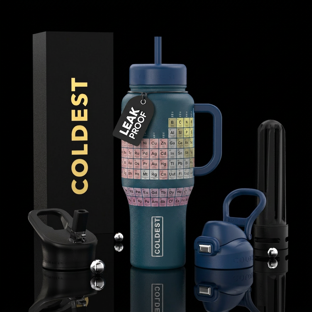 Periodic table water bottle design