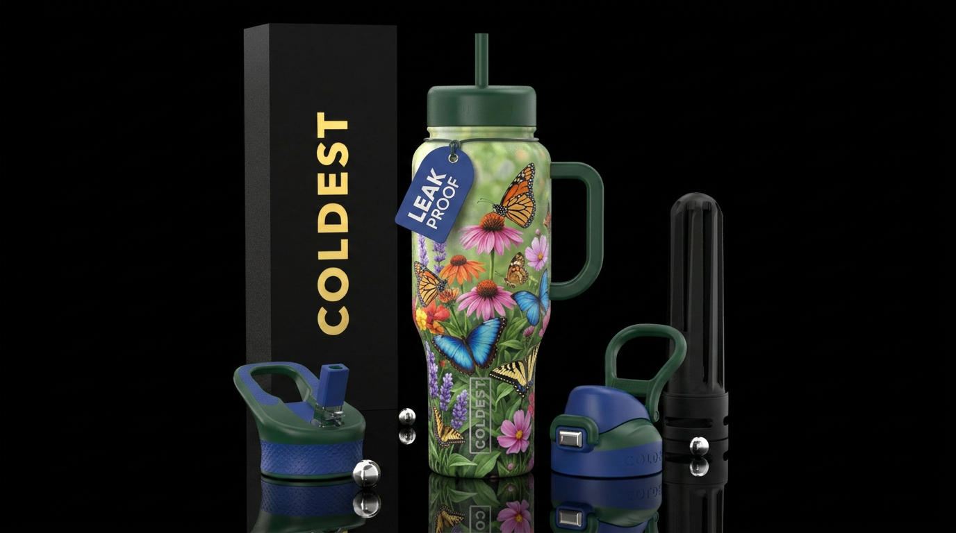 Butterflies in the garden water bottle design