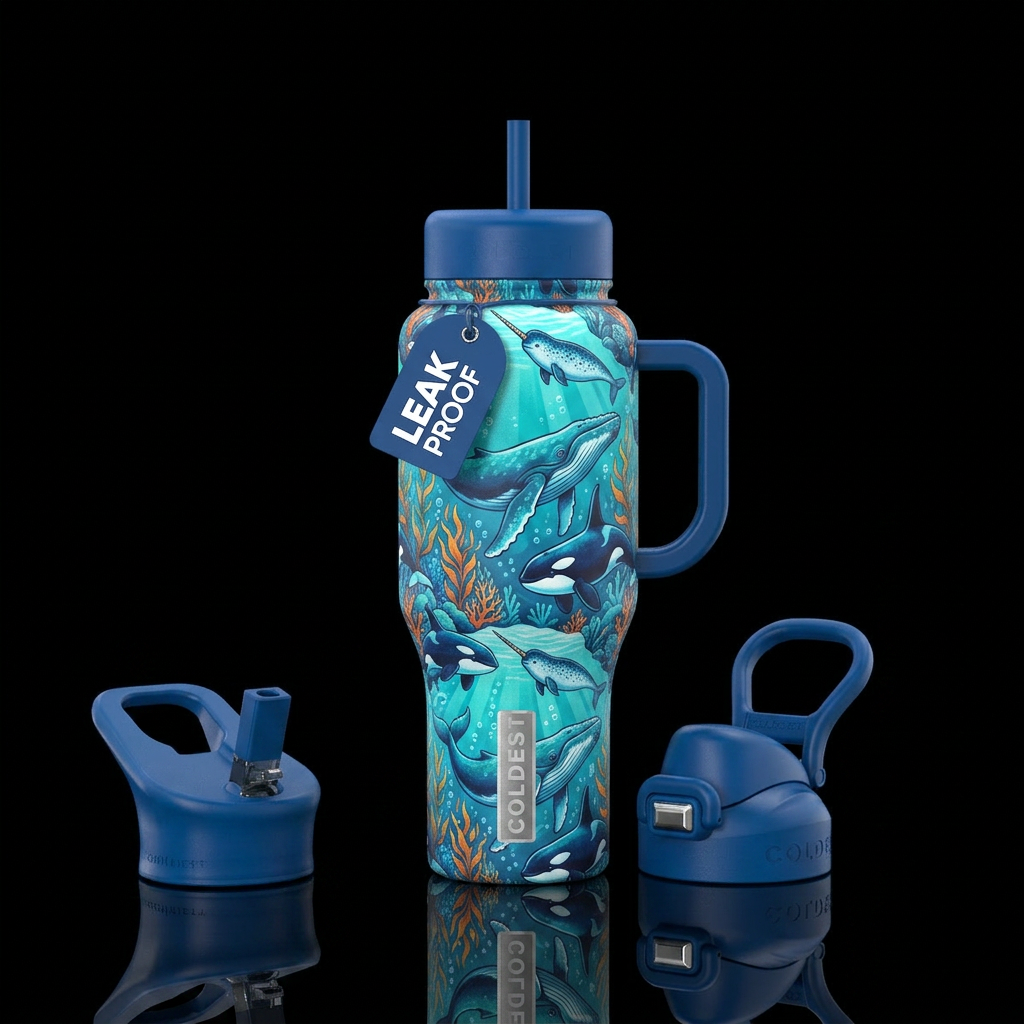 Whales water bottle design